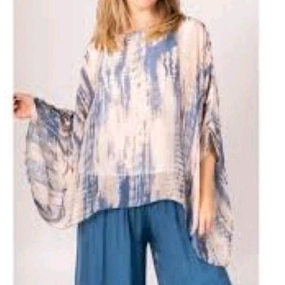 Tempo Paris Blouse Top Size S/M Silk Blend Pullover Lined Relaxed Overlay Italy - Picture 2 of 12